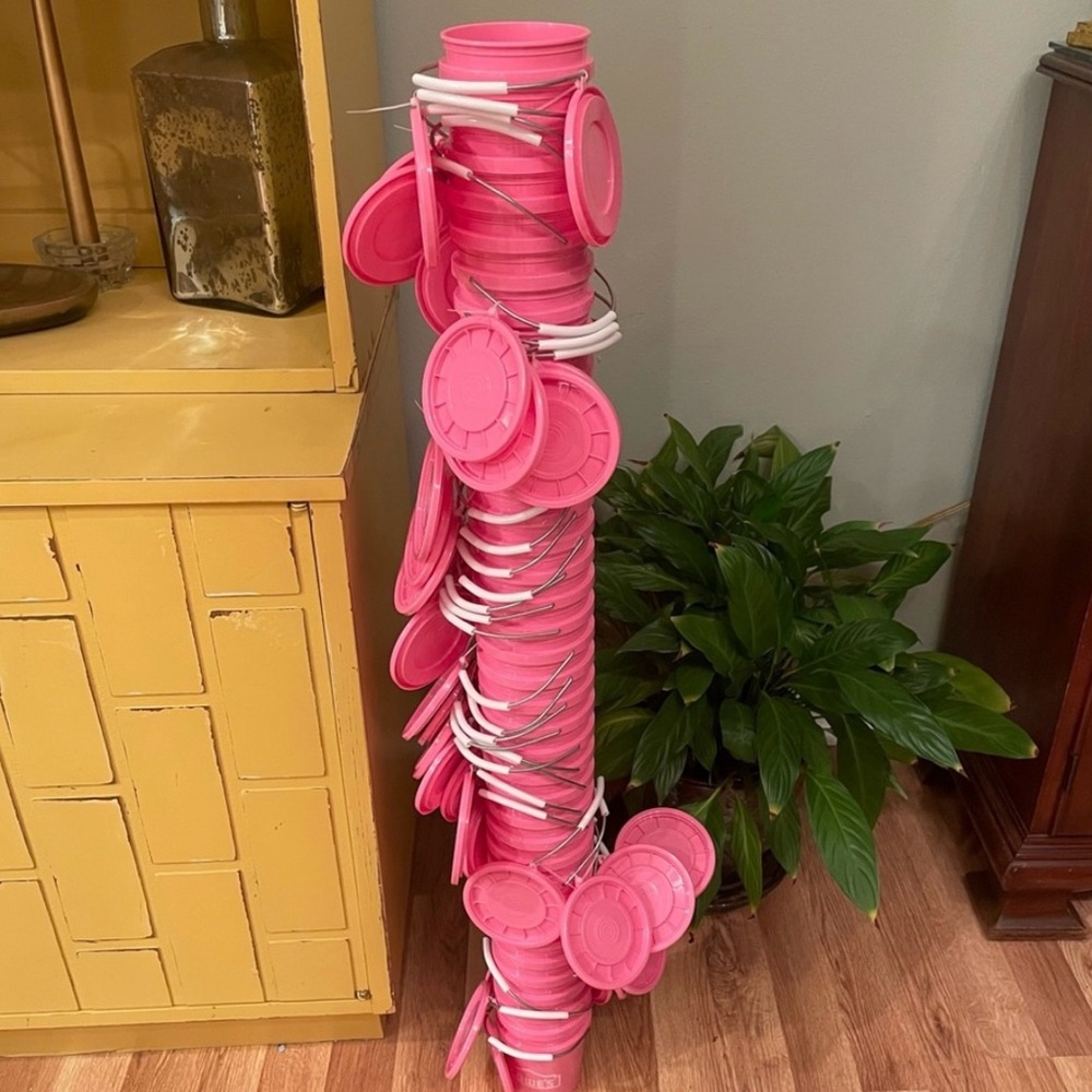 36 Pink Lowe's Mini Buckets & Lids Teacher Appreciation Breast Cancer Awareness